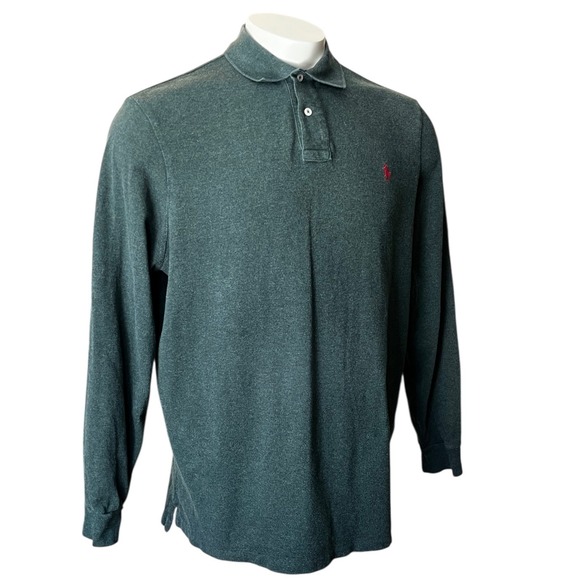 Polo Ralph Lauren Mens Long Sleeve Classic Fit Polo Shirt Green Red Pony Logo XL - Picture 3 of 7